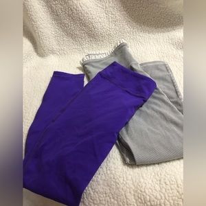 Albion 2 Pair Leggings Purple and Stripe Both Size Medium